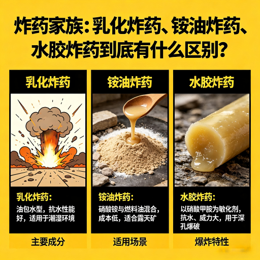 呼伦贝尔炸药家族：乳化炸药、铵油炸药、水胶炸药到底有什么区别？